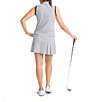Color:Black Print - Image 2 - Mic Drop Plaid Print Mock Neck Sleeveless Flap Pocket Snap Front Mini Golf Dress