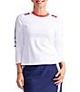 Color:White - Image 1 - Morning Dew Crew Neckline Long Sleeve Golf Top