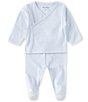 Color:Blue - Image 1 - Baby Boys Newborn - 6 Months Long Sleeve Pointelle Cross Coordinating Tee and Pants Set