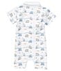 Color:Multi - Image 2 - Baby Boys Newborn-24 Months Short Sleeve Construction Print Polo Shortall