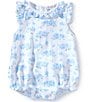 Kissy Kissy Baby Girls Flutter-Sleeve Hydrangea-Printed Bodysuit, Color:Light Blue - Image 1