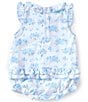 Kissy Kissy Baby Girls Flutter-Sleeve Hydrangea-Printed Bodysuit, Color:Light Blue - Image 2