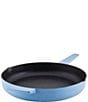 Color:Blue Velvet - Image 1 - Kitchenaid Enameled Cast Iron Induction Skillet with Helper Handle and Pour Spouts, 12-Inch