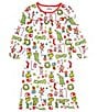 Komar Kids Little/Big Girls 2T-10 Long Sleeve Grinch Christmas Gown, Color:White - Image 1