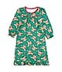 Komar Kids Little Girls 2T-4T Rudolph Red Nose Reindeer Printed Long Sleeve Nightgown, Color:Green - Image 1