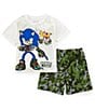 Color:Green - Image 1 - Little/Big Boys 4-10 Short Sleeve Sonic T-Shirt & Short Set
