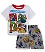 Color:White - Image 1 - Little/Big Boys 4-12 Mario 2-Piece Pajama Set