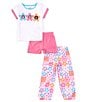 Color:Pink/White - Image 1 - Little/Big Girls 4-10 3-Piece Barbie/Daisy Pajama Set