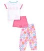 Color:Pink/White - Image 2 - Little/Big Girls 4-10 3-Piece Barbie/Daisy Pajama Set