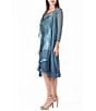 Color:Silver Blu - Image 3 - 3/4 Sleeve Ruffled Front 2-Piece Jacket Dress