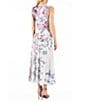 Color:Paisley Bloom - Image 2 - Charmeuse Chiffon Floral Print V-Neckline Sleeveless Midi Dress