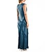 Komarov Chiffon Charmeuse V-Neck Sleeveless Ruffle Cascade A-Line Dress, Color:Mediterranean - Image 2