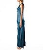Komarov Chiffon Charmeuse V-Neck Sleeveless Ruffle Cascade A-Line Dress, Color:Mediterranean - Image 3