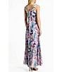 Color:Brilliant Fields - Image 2 - Chiffon Floral Print Scoop Neck Sleeveless Shawl Insert Lace Back Maxi Dress