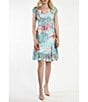Color:Bright Bouquet - Image 1 - Floral Print V-Neck Short Sleeve A-Line Dress