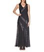 Komarov Illusion Stripe Lace Dress, Color:Black/True Steel - Image 1