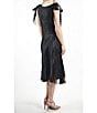 Color:Black - Image 2 - Pleated Charmeuse V-Neck Sleeveless Tie Shoulder Midi Dress