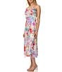 Komarov Printed Charmeuse Sheath Midi Dress With Chiffon Cascading Ruffles - Image 3