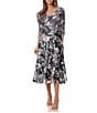 Komarov Tropical Printed Tea Length 3/4 Sleeve Dress - Image 1