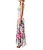 Komarov V-Neck Sleeveless Vivid Flora Lace Inset A-Line Charmeuse Maxi Dress, Color:Vivid Floral - Image 3