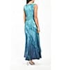 Color:Marine Glass Blue Ombre - Image 2 - V-Neck Sleeveless Ruffled Trim Dress