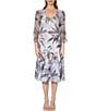 Komarov Winter Leaves Flutter Sleeve Midi Dress, Color:Winter Leaves - Image 1