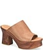 Color:Terra Brown - Image 1 - Cassia Leather Platform Block Heel Slides