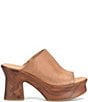 Color:Terra Brown - Image 2 - Cassia Leather Platform Block Heel Slides