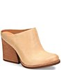Color:Natural - Image 1 - Challis Leather Block Heel Mules