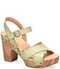 Color:Light Green - Image 1 - Drew Leather Cross Banded Platform Sandals