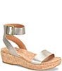 Color:Soft Gold - Image 1 - Mullica Leather Ankle Strap Cork Platform Wedge Sandals