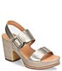 Color:Soft Gold - Image 1 - San Carlos Leather Buckle Platform Block Heel Clog Sandals