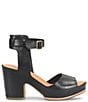 Color:Black - Image 2 - Stasia Leather Covered Heel Ankle Strap Platform Sandals