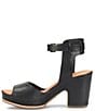 Color:Black - Image 4 - Stasia Leather Covered Heel Ankle Strap Platform Sandals