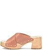 Color:Luggage Brown - Image 4 - Tatum Leather Wood Heel Platform Slide Sandals