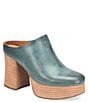 Color:Teal - Image 1 - Veronica Leather Platform Block Heel Clogs