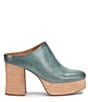 Color:Teal - Image 2 - Veronica Leather Platform Block Heel Clogs