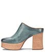 Color:Teal - Image 4 - Veronica Leather Platform Block Heel Clogs