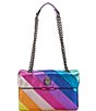 Color:Multi - Image 1 - Kensington Metallic Rainbow Striped Leather Crossbody Bag