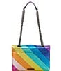 Color:Multi - Image 3 - Kensington Metallic Rainbow Striped Leather Crossbody Bag