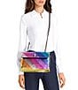 Color:Multi - Image 5 - Kensington Metallic Rainbow Striped Leather Crossbody Bag