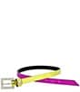 Color:Yellow/Purple - Image 1 - 0.7#double; 2 For 1 Multi Colored Leather Belt
