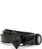 Color:Black/Matte Black - Image 1 - 0.78#double; Eagle Buckle Patent Leather Belt