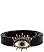Kurt Geiger London 0.78#double; Evil Eye Buckle Leather Belt - Image 1