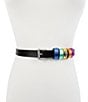 Color:Black Antique Silver - Image 4 - 0.78#double; Rainbow Keeper Leather Belt