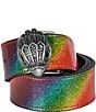 Color:Metallic Rainbow/Black - Image 1 - 1.5#double; Eagle Buckle Metallic Rainbow Reversible Hip Belt