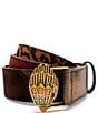 Kurt Geiger London 1.5#double; Leopard Patchwork Suede Belt, Color:Brown - Image 1