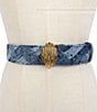 Kurt Geiger London 38mm Patchwork Denim Eagle Motif Wide Belt - Image 4