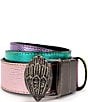 Color:Pastel Rainbow - Image 1 - 38mm Reversible Metallic Rainbow Leather Belt