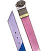 Color:Pastel Rainbow - Image 4 - 38mm Reversible Metallic Rainbow Leather Belt